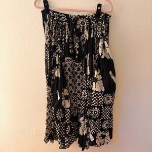 Just Class Vintage Black and White Floral Print Cotton Maxi Skirt Size S